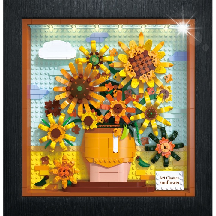 Set de constructie Hogokids Klocki Flori Soare cu iluminare