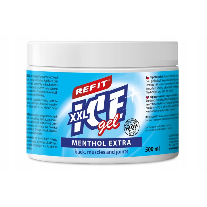 Gel de masaj Refit Ice Gel Menthol Extra, 500 ml, efect racoritor, pentru muschi obositi