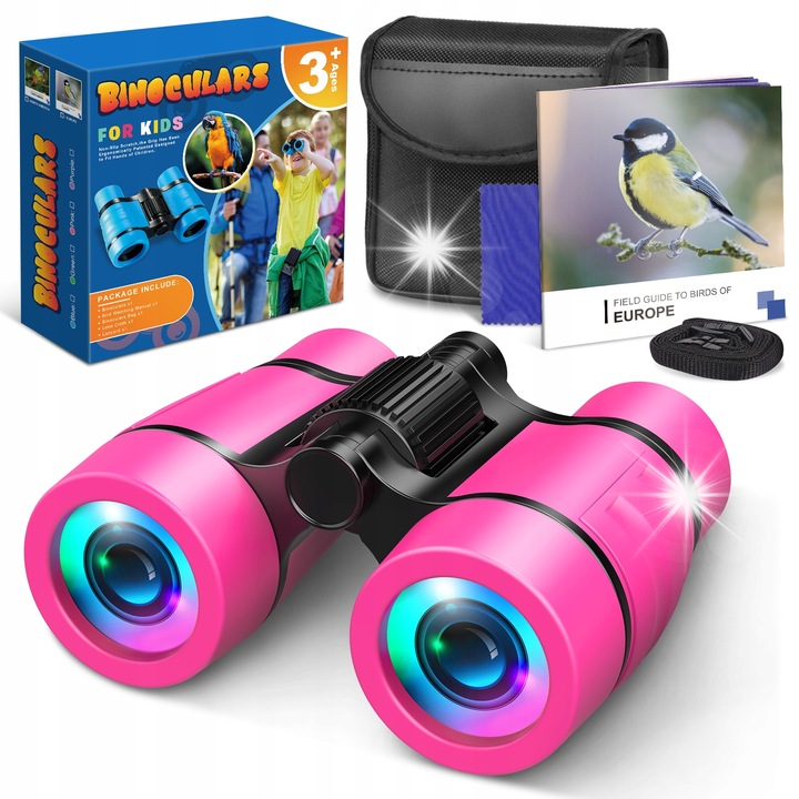 Binoclu pentru copii, ATOPDREAM, 4x, roz, set cu husa si curea