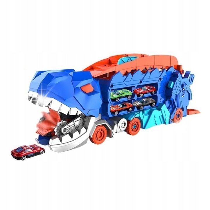 Set de masinute cu transportor T.rex, 4 masini, 43,2x14,3x17,5cm, multicolor