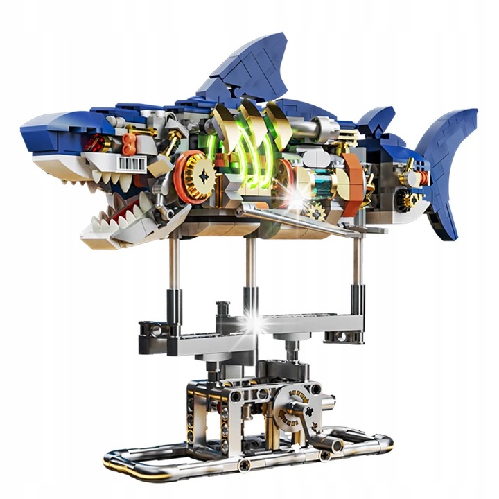 Set de constructie mecanic Shark, 687 elemente, cu parti mobile si lumini, multicolor