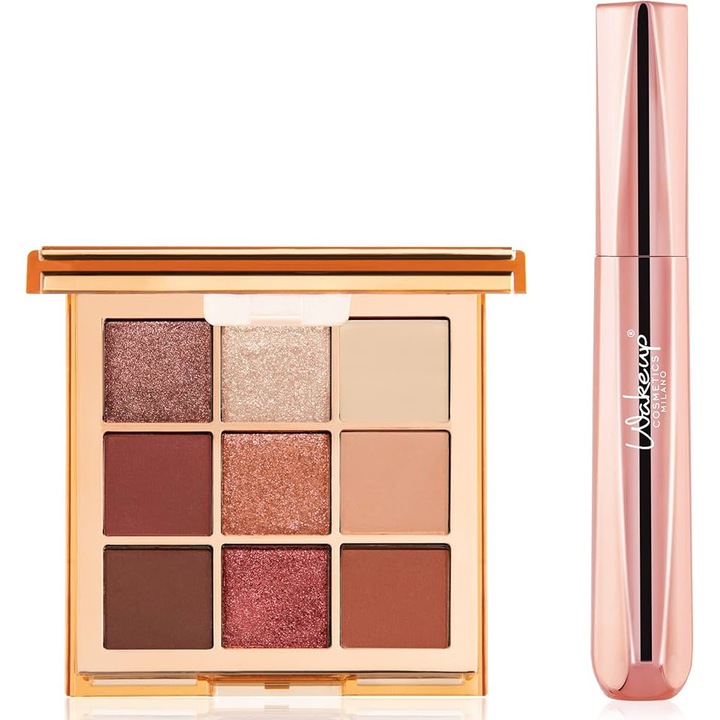 Set cadou Wake Up Cosmetics Fancy Icon Eye Kit, o paleta fard ochi si un rimel, 02 Spicy, 150gr