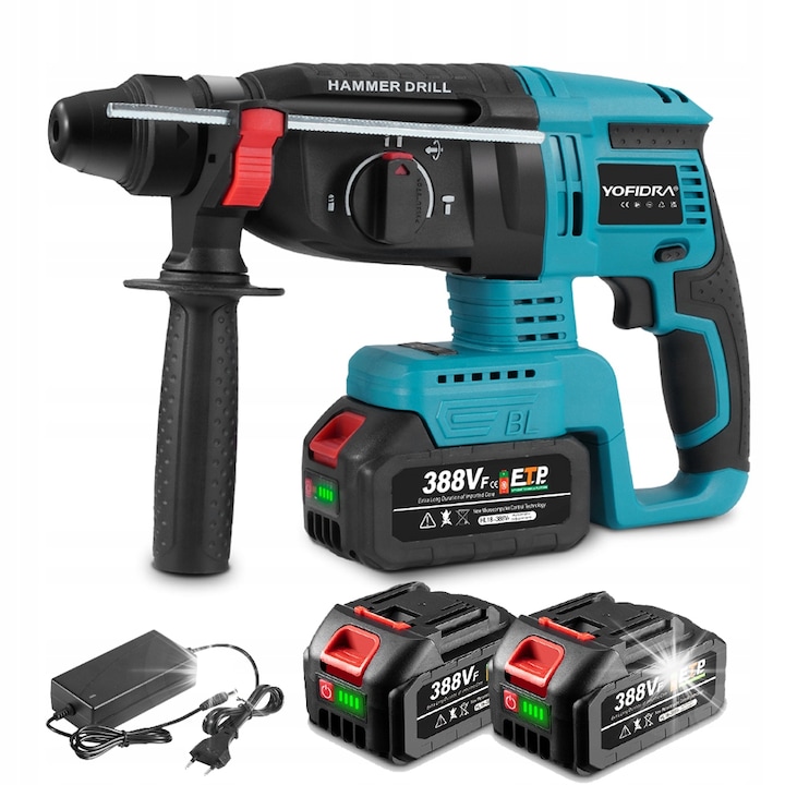 Rotopercutor Yofidra, 1500W, 4 moduri, 2 acumulatori, 18V, SDS, 26mm