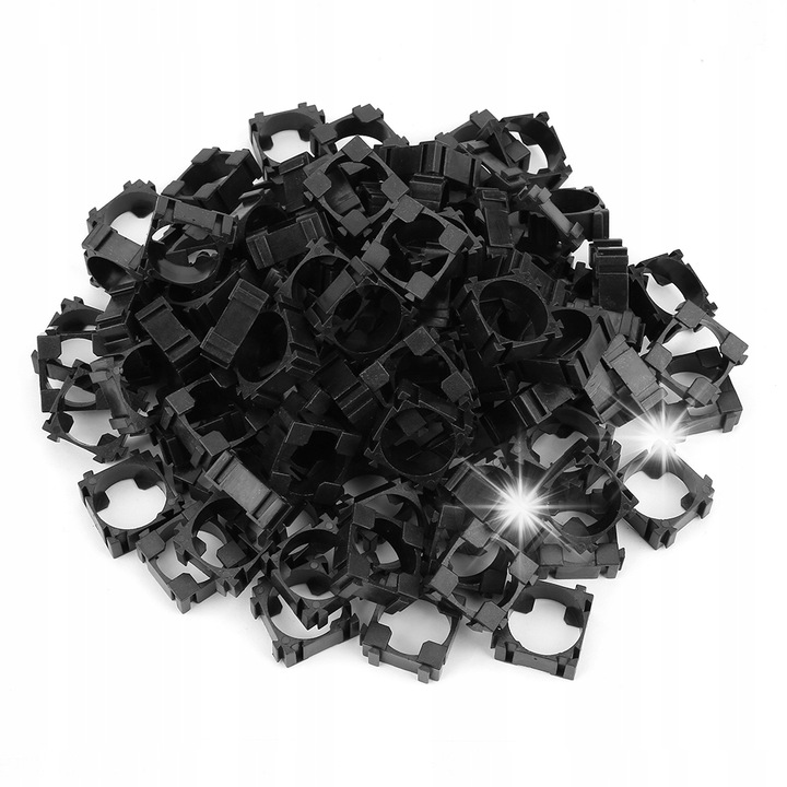 Set 100 suporturi pentru baterii 18650, 18.4mm, negru