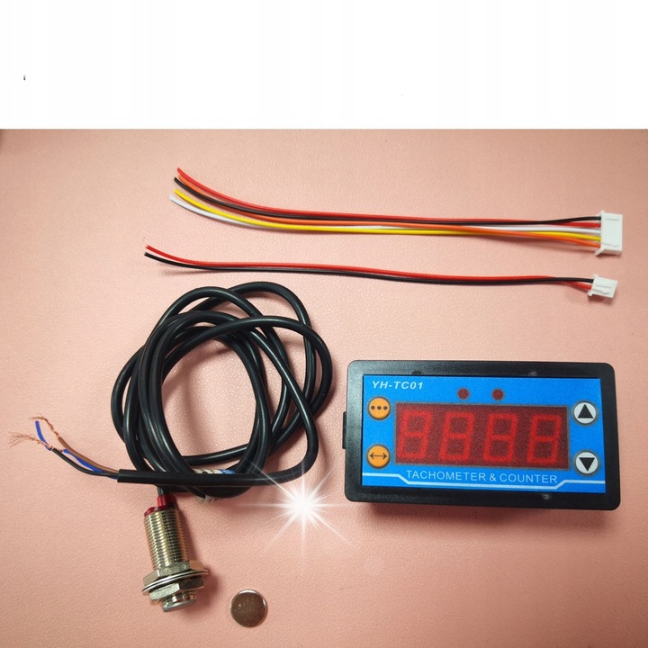 Tachometru digital LED YH-TC01, negru/albastru