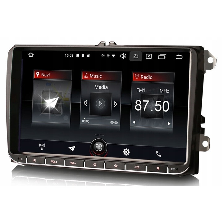 2DIN Android 13 rádió navigációval, Bluetooth támogatással, 9" érintőképernyővel, VW, Seat, Skoda modellekhez, teljes készlet