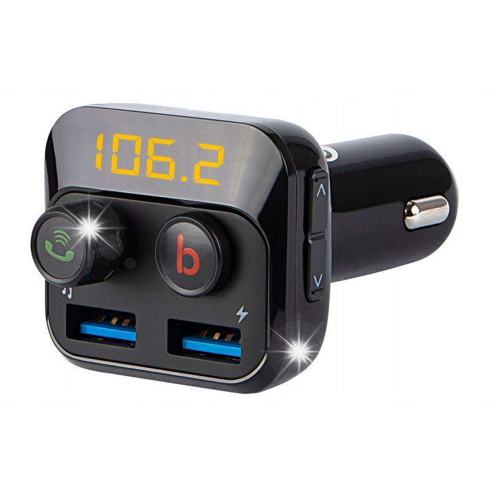 FM Transmitter BLOW, Bluetooth 5.0, 2xUSB, microSD, 12-24V, 43,2x38,7x85,3mm