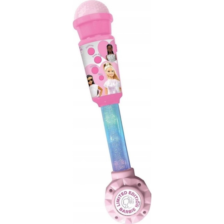 Microfon de jucarie Barbie, Lexibook, cu efecte luminoase, 5 melodii, multicolor, pentru fete, 4+ ani
