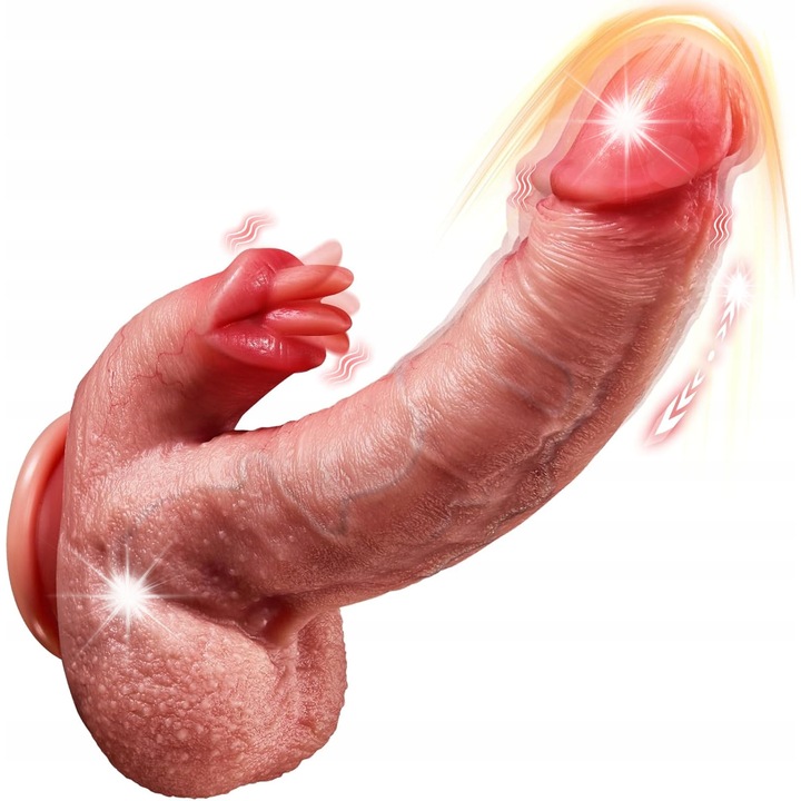 Dildo vibrator realistice cu functie de impingere, Mufanxing, 10 moduri de vibratie, silicon, waterproof, 3 in 1