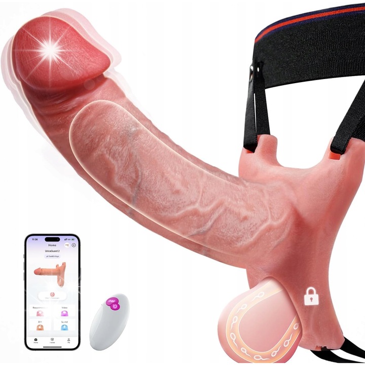 Masca pentru penis cu vibrator, 5 in 1, silicon, waterproof