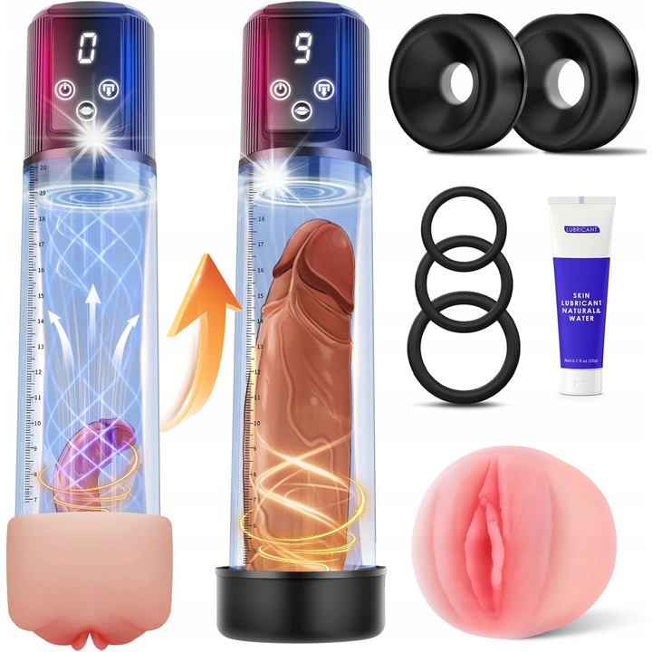 Устройство за уголемяване и удължаване на мастурбатор, Mufanxing, 9 режима, черно