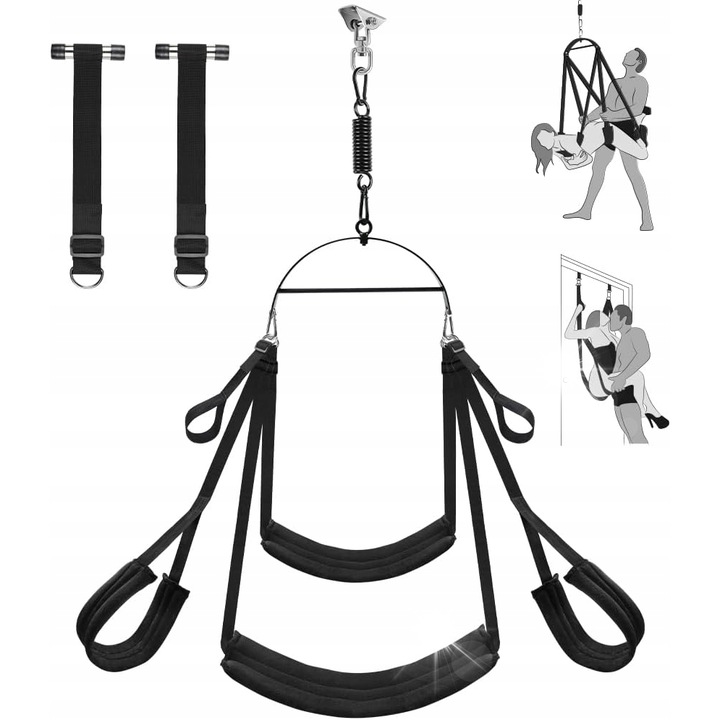 Set BDSM, Swing pentru usa, 2 in 1, negru