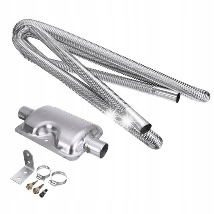 Изпускателна тръба за стационарно отопление, 300 см, 2,4 см, неръждаема стомана, комплект