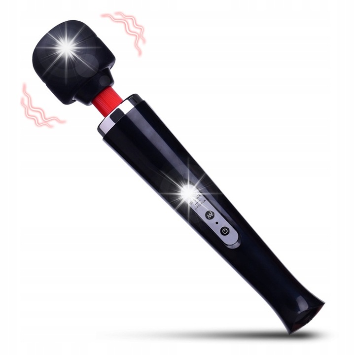 Vibrátor 2 az 1-ben, 10 rezgésmód, fekete, 32 cm