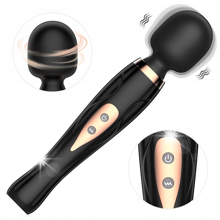 Hordozható vibrátor stimuláláshoz, 10 rezgésmód, vízálló, 29.2x6.2x5.5cm, fekete