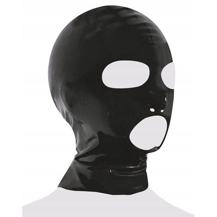 Masca din latex neagra, Late X, dimensiune universala, cu deschideri pentru ochi, gura si nari