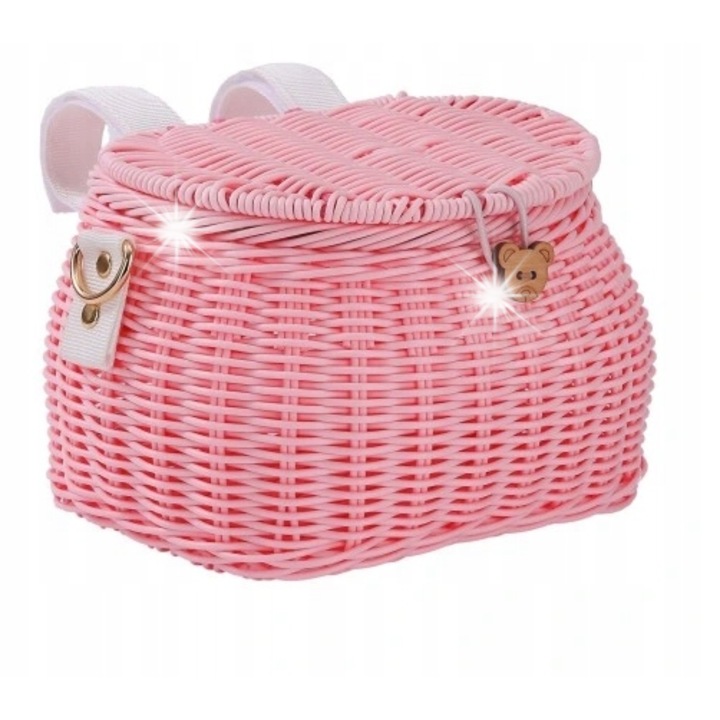 Кошница за велосипед, розова, детски комплект
