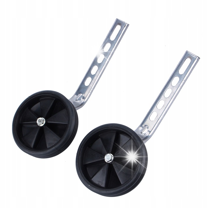 Set 2 roti ajutatoare pentru bicicleta, reglabile 12-20", negru, dimensiuni 24,4x19,9x2,5cm