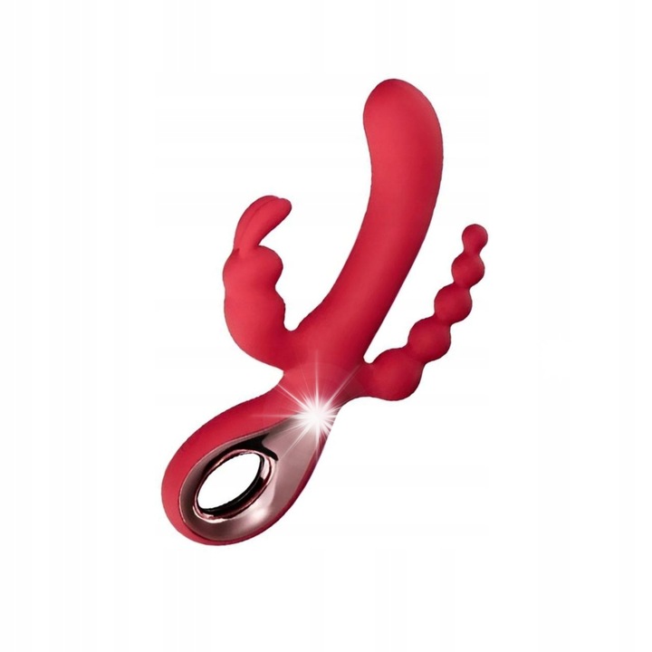 Vibrátor Kék Lótusz, Nyúl Dildó 3 az 1-ben,, méretek 20x5cm