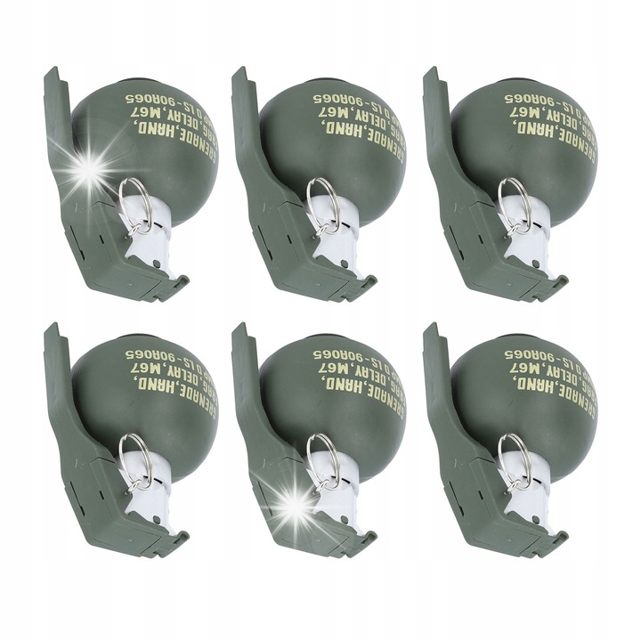 Set 6 Grenade de jucarie pentru copii, efecte sonore si luminoase, 9cm, plastic