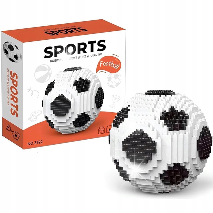 Set de constructie, model minge de fotbal, 800 piese, 10 cm