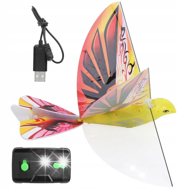 RC Repülő Madár LED-del, 21x27 cm, akkumulátorral, teljes készlet