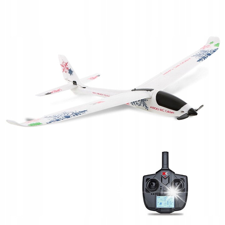 Avion RC XK A800, 780mm, alb, 5CH, RTF, cu acumulator 7,4V 300mAh, set complet