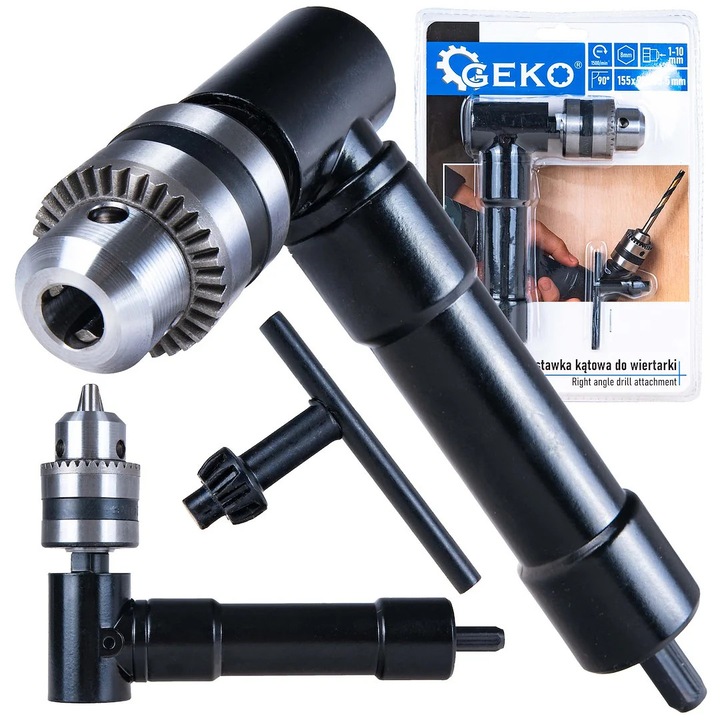 Szögadapter fúrógépekhez és csavarhúzókhoz, 1-10 mm, Geko G00554