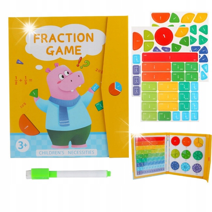 Set de jucarii educative Montessori, 54 blocuri fractii, 18x22x1,5cm, multicolor