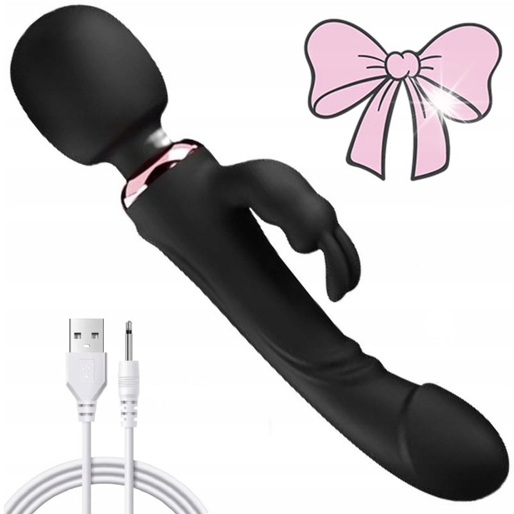 Vibrátor masszázs 3 az 1-ben, fekete