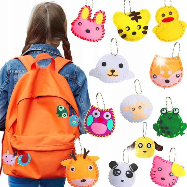 Set de artizanat pentru copii, 12 animale din fetru, multicolor, creativitate si invatare prin joaca