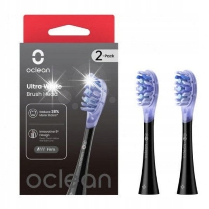 Capete de periuta de dinti Oclean Ultra White, set 2 buc, negru, compatibile cu toate periutele Oclean