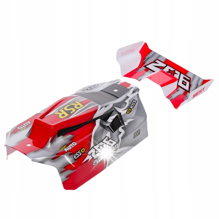 Caroserie RC pentru WLtoys 1/14 144001, PVC, rosu, dimensiuni 18,2x10,2x5,5cm, 13,4x5,8x3,8cm