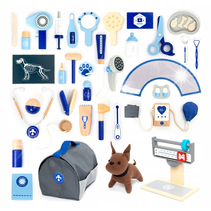 Set joaca doctor UMU, 37 piese, din lemn, multicolor, pentru copii de 3 ani si peste