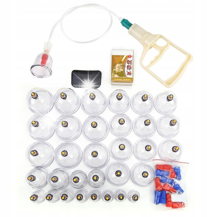 Set de masaj cu ventuze, 32 bucati, plastic, dimensiuni variate