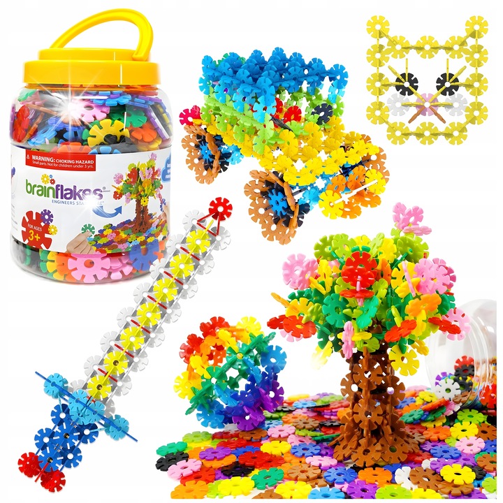 Set de constructie Brain Flakes, 500 piese, jucarie educationala STEM