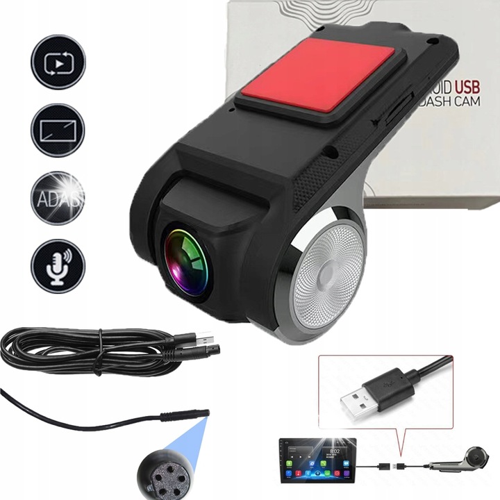 Camera auto DVR, model HD, functie ADAS, 35x45x85mm, montare pe parbriz