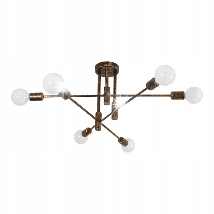 Lustru vintage Comely 6 surse E27, bronz antichizat