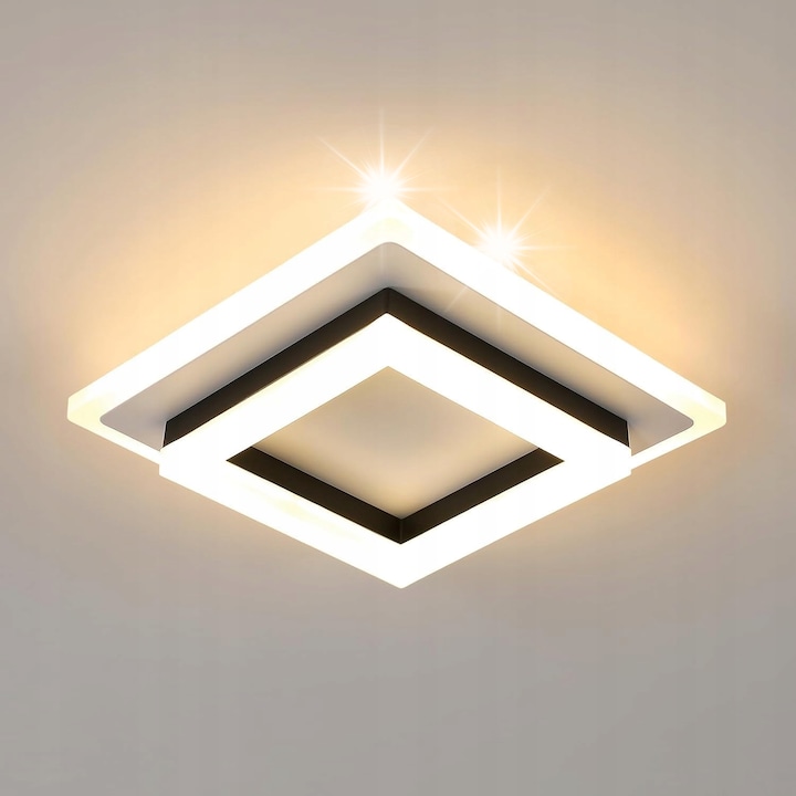 LED таванна лампа Comely, квадратна, 24W, 2200lm, черна, 20x20x5см