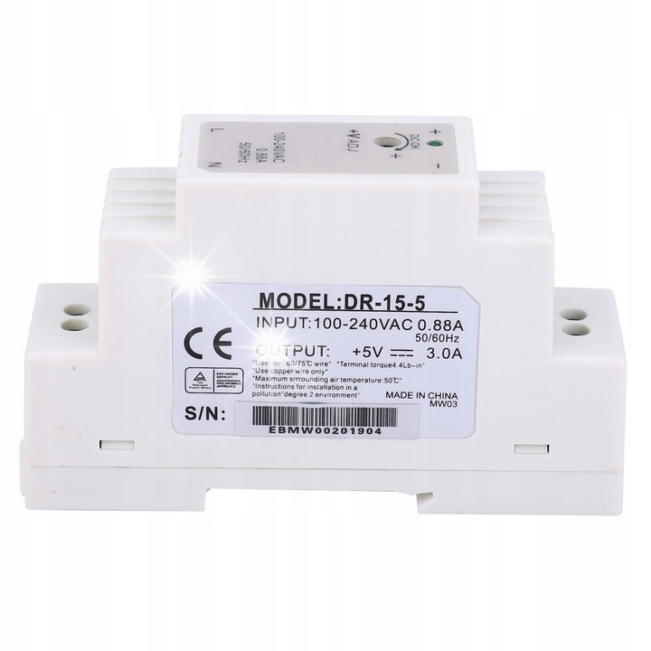 Surse de alimentare pe sina DIN, 15W, 5V, 3A, montaj pe sina, 100-240V
