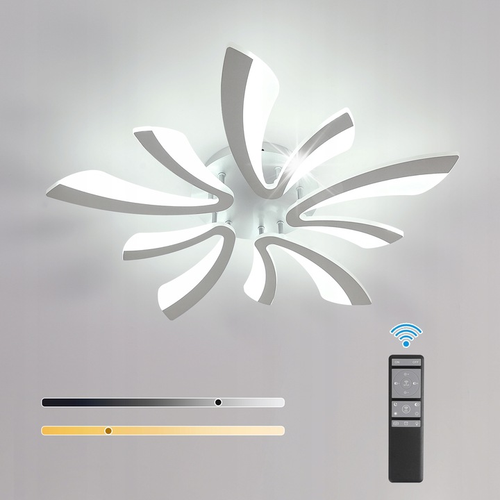 LED полилей Comely, модел V, 48W, 4500lm, сребрист, 68x68x8см, с дистанционно управление