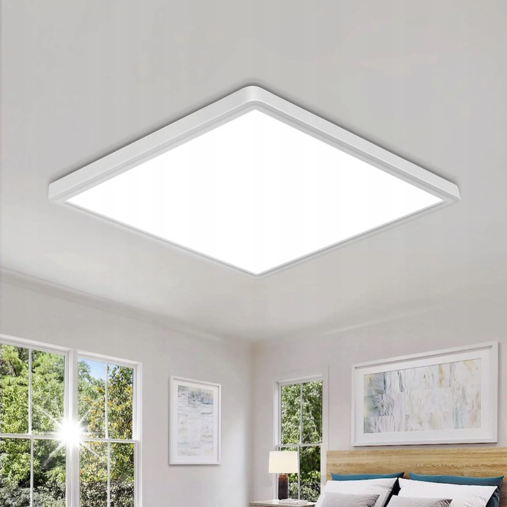 Goeco LED mennyezeti lámpa, fehér, 24W, 2700 lm, 30x30x2,5 cm, IP45