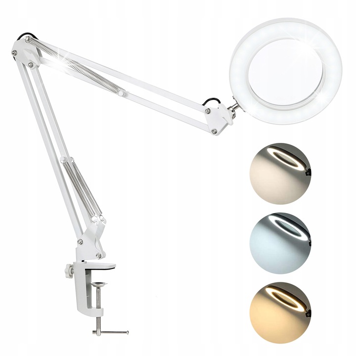 Lampa de masa cu lupa 3x, Activeshop, LED, 32 diode, neagra, 65x15x10cm