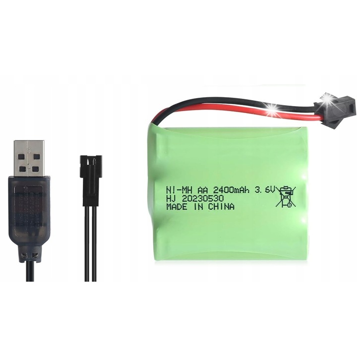 Acumulator 3.6V 2400mAh Ni-MH, incarcare prin USB, multifunctional