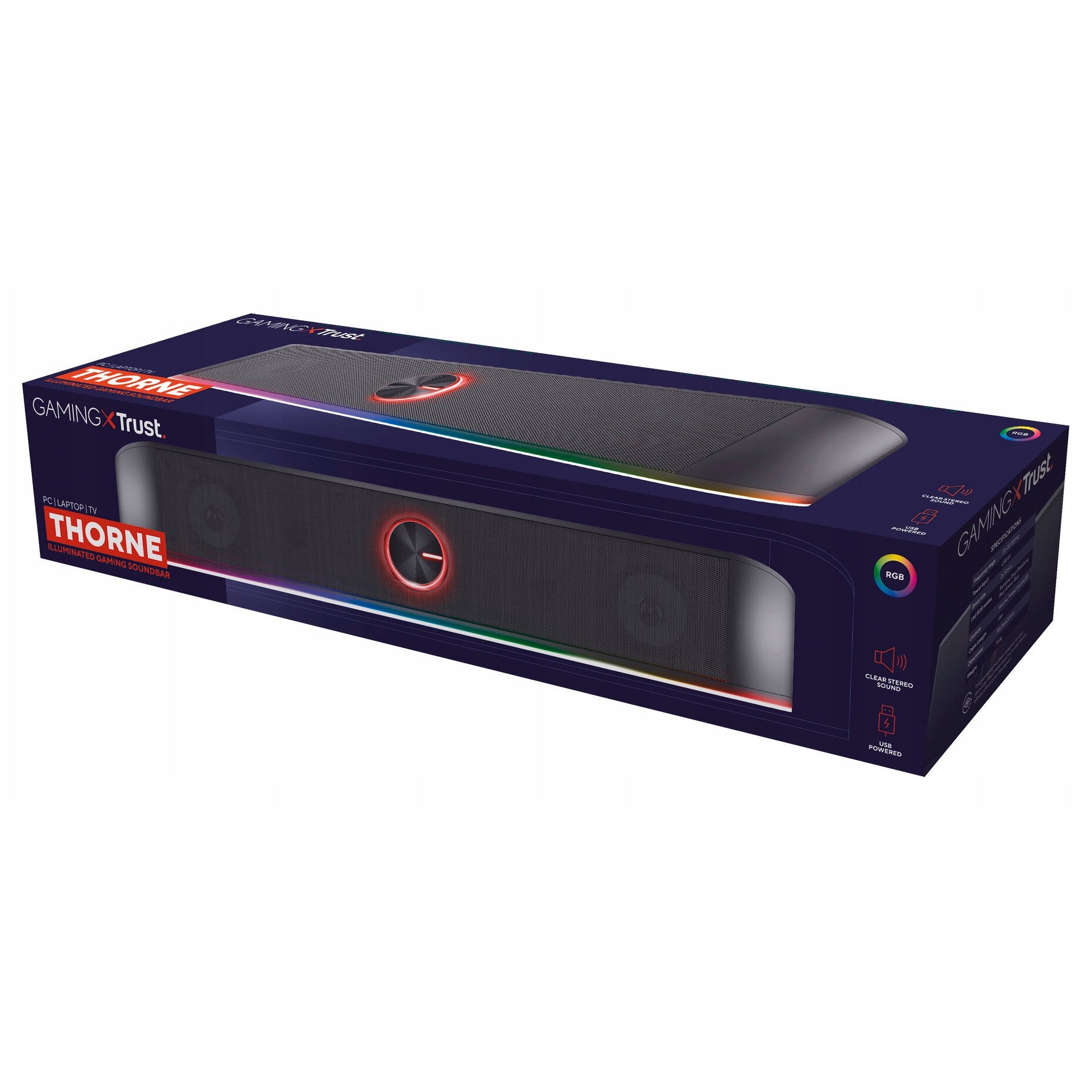 Soundbar Trust GXT 619 Thorne, 12W, RGB, 40x7x7,5cm, USB