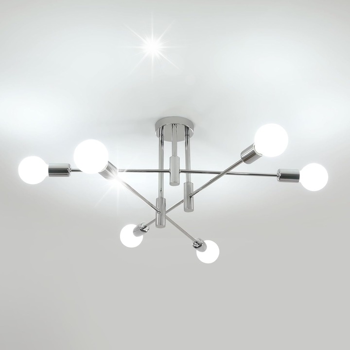 Lustra, Comely, retro, cromat, 6 surse E27, 71x71x32cm