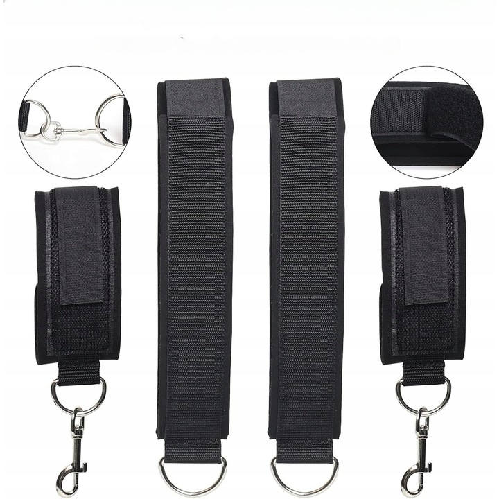 Set de restrictii BDSM, mansete reglabile pentru incheieturi si coapse