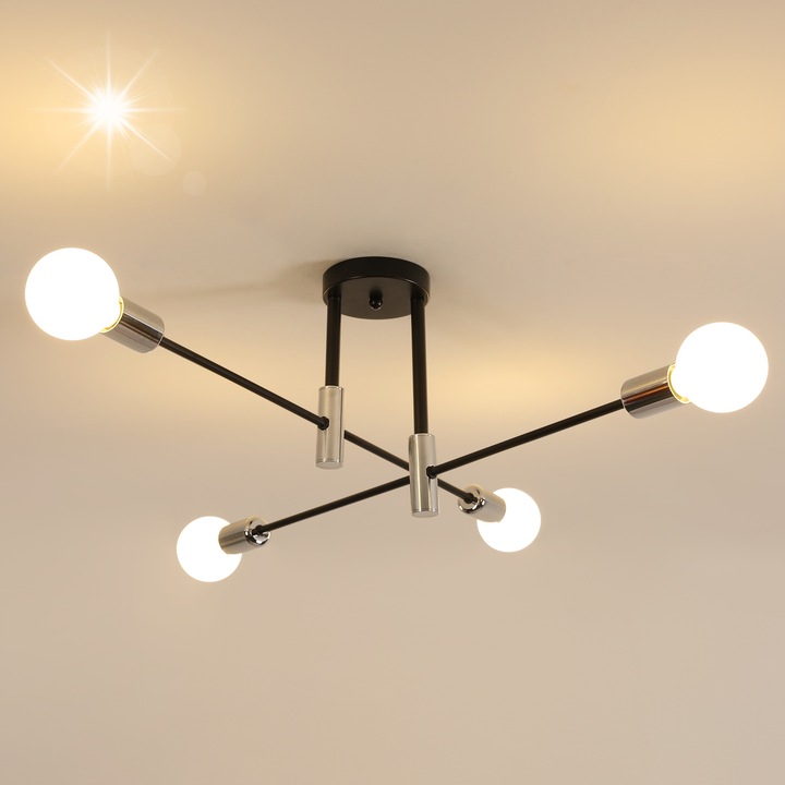 Lusta Comely, висяща лампа, черно-сребриста, E27, модерна