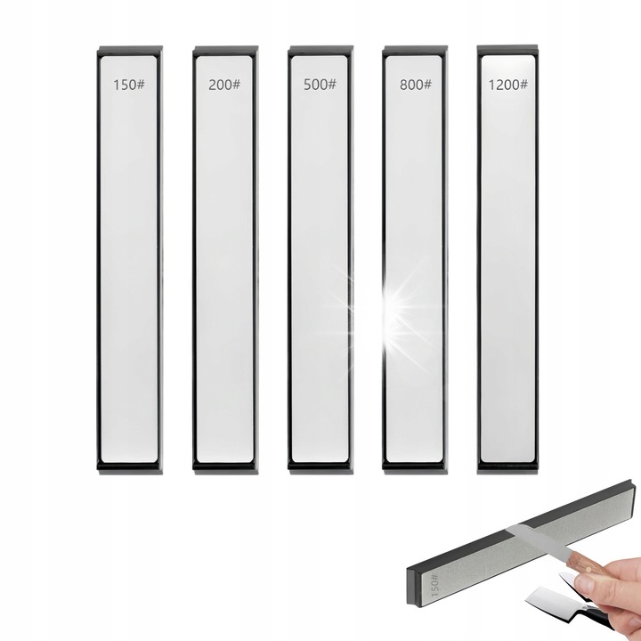 Set 5 pietre de ascutit, 150-1200, pentru cutite, multicolor