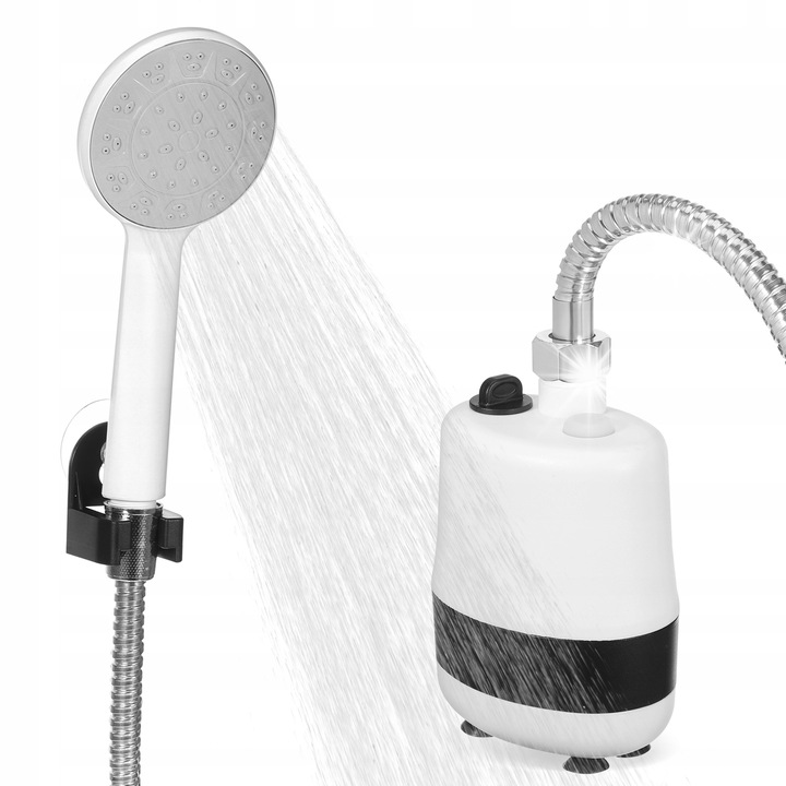 Dus portabil electric pentru camping, 5L/min, alb, 19.50x8.00x2.00cm, set complet cu accesorii